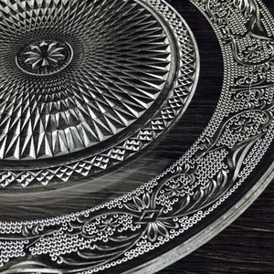 Piatto rotondo in <span class=keywords><strong>vetro</strong></span> trasparente ecologico per cibo, torte e frutta con decorazione floreale in 3 misure - Product Image 4