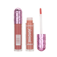 Gloss à lèvres brillant cristallin Kiss Beauty 5 ml, vente en gros, OEM, étiquette privée personnalisée, maquillage cosmétique, gloss à lèvres pailleté