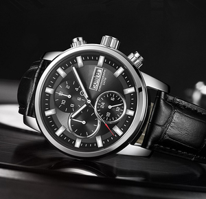 Đồng Hồ Bấm Giờ Độc Đáo Với Dây Đeo Bằng Da, Đồng Hồ Cơ Bằng Thép Không Gỉ - Product Image 5