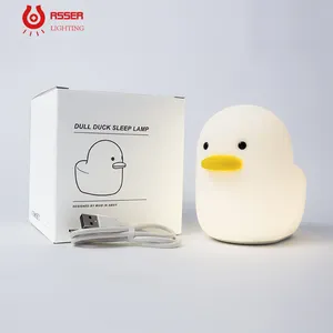 Fofo de desenhos animados de silicone, crianças, pato, carregamento usb, luz noturna para quarto, cabeceira, mesa