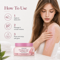 Gommage corporel personnalisé à l'huile de rose et au sel de l'Himalaya 200g, exfoliant minéral pour une peau éclatante