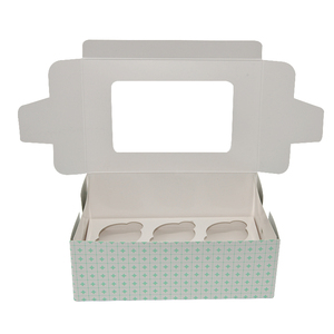 6 Lỗ Kraft Nâu Trắng Cup Bánh Bao Bì Cupcake Hộp Với Cửa Sổ Rõ Ràng - Product Image 1