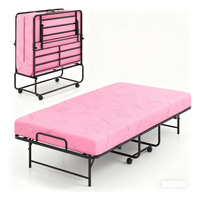 Lit d'appoint pliant pour bureau, appartement, chambre à coucher, avec cadre métallique robuste, roues verrouillables, gain de place, matelas portable