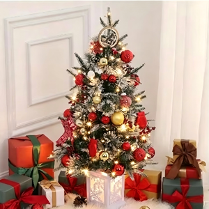 Nuevo Árbol de Navidad Artificial Preiluminado Bekis con Base de Copos de Nieve, Diseño Nevado, Material Plástico, Bayas - Product Image 3