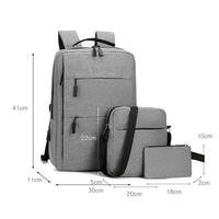 Produit Tendance 2026 : Lot de 3 Sacs à Dos Oxford pour Ordinateur Portable avec Port USB et 10 Pièces Personnalisables avec Logo – Ensemble Décontracté pour Étudiants et École
