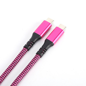 HOLLOW Type <b>C</b> To Type <b>C</b> Data Cable 3M Aluminum Shell Braided Nylon Fast <b>Charging</b> 5A 10G PD100W Rose Red - Product Image 5