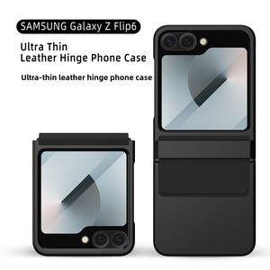 เหมาะสำหรับการขายข้ามพรมแดน: เคสหนังพับได้สำหรับ Samsung Z Flip 6 หน้าจอใหญ่ สีพื้น สไตล์ธุรกิจ - Product Image 2