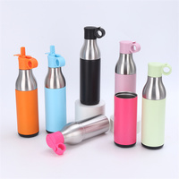 Nouvelle conception 2-en-1 : Tasse isotherme en acier inoxydable pour bière et bouteille d'eau de voyage avec paille, idéale pour la randonnée et les activités sportives en extérieur