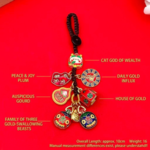 Llavero Amuleto de la Suerte Familiar con Diseño de Animal Devorador de Oro y Técnica de Esmalte Goteante, para Tres/Cuatro Personas, Estilo Antiguo - Product Image 2