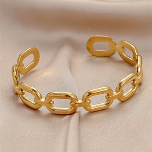 Popular Personalized Jewelry Tarnish Free Stainless Steel C Shape Link Chain <b>Bangle</b> <b>Bracelets</b> for Women - Product Image 2