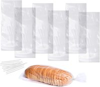 Bolsas grandes de plástico reutilizables para pan, bolsas transparentes con 100 corbatas para panaderos y propietarios de panadería, paquete de 100 Uds.