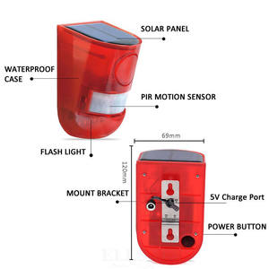 Solar Infrared Motion <b>Sensor</b> Alarm With 110db Siren Strobe <b>Light</b> for Home Garden Carage Shed Car Van Security Alarm System - Product Image 6