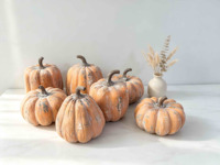 Ensemble de décorations rustiques en résine en forme de citrouille pour l'automne, Halloween, Thanksgiving, ornement de table vintage, citrouille artificielle, décoration d'intérieur