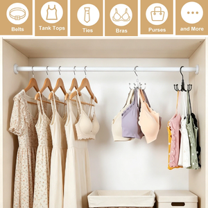 Organizador de Sombreros de Acero Inoxidable con Rotación de 360 Grados, 8 Ganchos Metálicos para Colgar Cinturones y Ropa, para Armario, Baño y Lavandería - Product Image 2