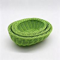 Panier de rangement alimentaire en rotin PP vert, fait main, étanche, tailles et couleurs personnalisables, pour usage commercial, salle à manger, articles divers pour la maison - Grande Vente