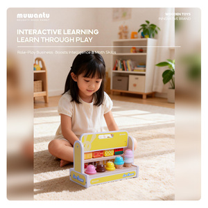MUWANTU <span class=keywords><strong>Jouet</strong></span> de <span class=keywords><strong>cuisine</strong></span> portable Montessori <span class=keywords><strong>en</strong></span> <span class=keywords><strong>bois</strong></span> pour jeu de rôle, crème glacée, avec motifs animaux et fruits mignons, pour les enfants de 2 à 4 ans - Product Image 3