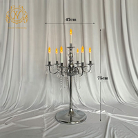 Nouveaux accessoires de mariage candélabre route lumière support argent fer plaqué métal bougeoir pour mariage centres de table décoration