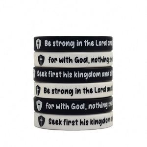 Bracelets en silicone imperméables avec logo personnalisé et citations inspirantes religieuses pour les promotions d'églises et d'événements - Product Image 1