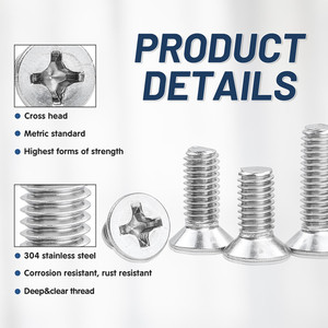 Stainless Steel 304 <b>Flat</b> Head Machine <b>Screws</b> Kit-M4 M5 M6 Metric System - Product Image 2