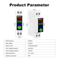 Disjoncteur intelligent WiFi Tuya MCB 63A avec mesure de puissance réglable, interrupteur 240V, montage sur rail DIN