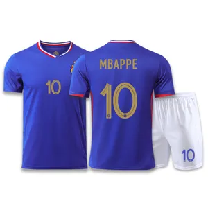 France 2024 Team Home Football Jersey Mbappe Soccer Jersey Kits Men Maillot De Football Shirt Uniform