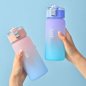 Gradient Color Matte <b>Drinking</b> Cup Bpa Free Sports Fitness <b>Plastic</b> Water Bottle With Motivational Time Mark & Filter Student Gift - Product Image 3