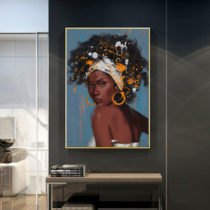 Arte della parete dipinti astratti della donna africana dipinti su tela sulla parete art poster e stampe di arte africana immagini appese - Product Image 4