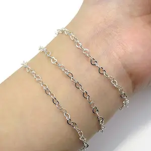 925 argent Sterling coeur forme lien chaînes chaînes en vrac pour bracelet à bricoler soi-même collier fabrication de bijoux résultats