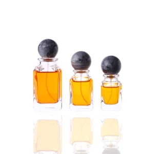 Grosir botol parfum kaca 100ml 50ml kotak kosong bening kapal kosmetik desain terbaik dengan topi bola Marbling