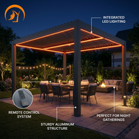 Pavillon à toit à lamelles motorisé en acier, écologique, résistant au vent et à la pluie, 3x4m, pour patio, jardin, balcon, fêtes