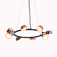 Suspension design en forme d'anneau pour salon, luminaire moderne et minimaliste en fer LED or rose pour salle à manger et chambre, suspension de plafond de taille moyenne