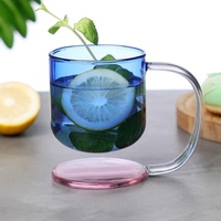 Tasse en verre flottante colorée avec poignée, anti-explosion et écologique, pour le bureau et la maison, tasse à café
