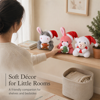 Peluche de Noël en forme d'animal avec chapeau de Père Noël et sapin de Noël, cadeau de fêtes
