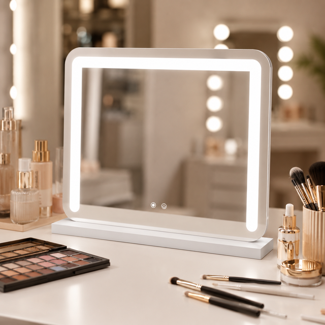 Tabletop LED Makeup Mirror Touch Control Vanity Mirror With Light 3 Color Lighting Dimmable Desktop Cosmetic Mirror