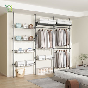Armoires en métal noir et blanc YIJIALE, organisateur lourd, petit système de penderie, support démontable, porte-vêtements - Product Image 1
