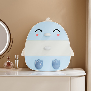 Penguin Cosmetic Storage Box Light Blue ABS Material Multi Tier Organizer For <b>Dressing</b> <b>Table</b> Bedroom Desktop Jewelry <b>Makeup</b> - Product Image 1