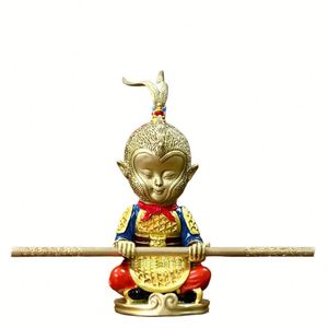 Figura de Latón de Wukong, el Gran Sabio Igual al Cielo, de la Serie 'Viaje al Oeste', con Técnica de Pincel, Juguete Artesanal, Regalo para el Hogar y la Oficina, Bastón Dorado - Product Image 1