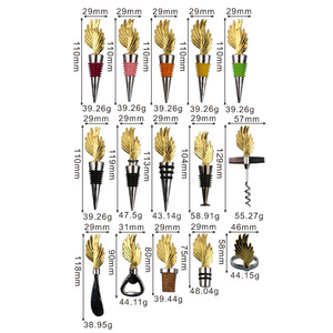 Gold Feather Wine Stopper Set Zinc Alloy Bottle Decorative Party Tableware Luxury Style 15 Pcs - Product Image 5