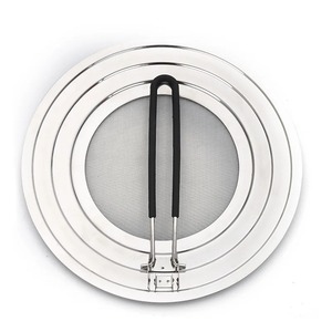 Passoire en acier inoxydable avec poignée noire, ustensile résistant au lave-vaisselle, écran anti-éclaboussures de cuisine en silicone avec poignée, résistant à la chaleur - Product Image 1