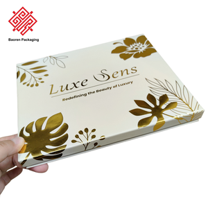 Boîte en carton rigide Baoren, boîte rectangulaire en carton ivoire avec estampage à chaud en feuille d'or, couvercle supérieur et inférieur, boîte à chocolat - Product Image 2