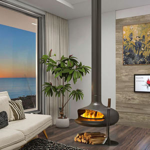 Cheminées d'intérieur modernes en acier de 600mm Simulation de combustion du bois <span class=keywords><strong>suspendue</strong></span> au bioéthanol électrique Insertion facile pour hôtels, villas et appartements - Product Image 2