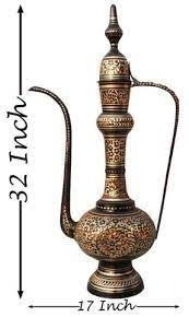 Antique Finished Brass <b>Casted</b> Aftaba Engraved Arabian Brass Pitcher Aftaba Supplies Best Quality Middle Eastern Tea Pot - Product Image 6