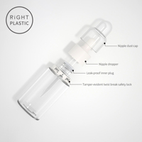 Flacon compte-gouttes en PET RiGHT PLASTIC LTB personnalisé, couleur au choix, 30ml/50ml, pour emballage d'essences liquides, réparation et huiles essentielles, avec bouchon