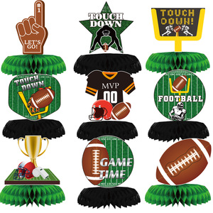 <span class=keywords><strong>Rugby</strong></span> Thème Fête D'<span class=keywords><strong>anniversaire</strong></span> <span class=keywords><strong>Décoration</strong></span> En Gros Triangle Queue Bannières Nid D'abeille Pièce Maîtresse Table Topper <span class=keywords><strong>Décoration</strong></span> - Product Image 3