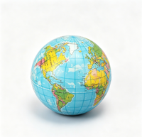 Balle anti-stress personnalisée en PU, forme globe terrestre, jouet à presser, anti-stress