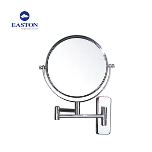 Miroir mural extensible avec cadre chromé, miroir rond pliable, pour hôtel, salle de maquillage