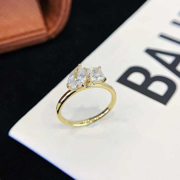 3g Fine 18k Yellow Gold Wedding Ring 1.55ct Lab Grown Diamond Pear and ...