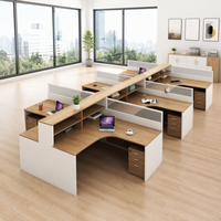 Vente en gros d'usine, bureau et chaise combinés en bois moderne haut de gamme pour 4/6 employés, mobilier de bureau