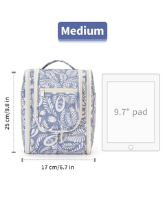 Bolsa <span class=keywords><strong>de</strong></span> Aseo Colgante Azul <span class=keywords><strong>con</strong></span> Diseño <span class=keywords><strong>de</strong></span> Hojas para Viaje, para Mujeres y Hombres, Bolsa <span class=keywords><strong>de</strong></span> <span class=keywords><strong>Maquillaje</strong></span>, Organizador para Baño y Ducha - Product Image 3