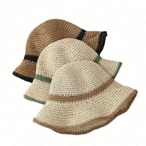 Summer Sun Protection Women Beach Paper Handmade <b>Straw</b> Bucket <b>Hats</b> - Product Image 3